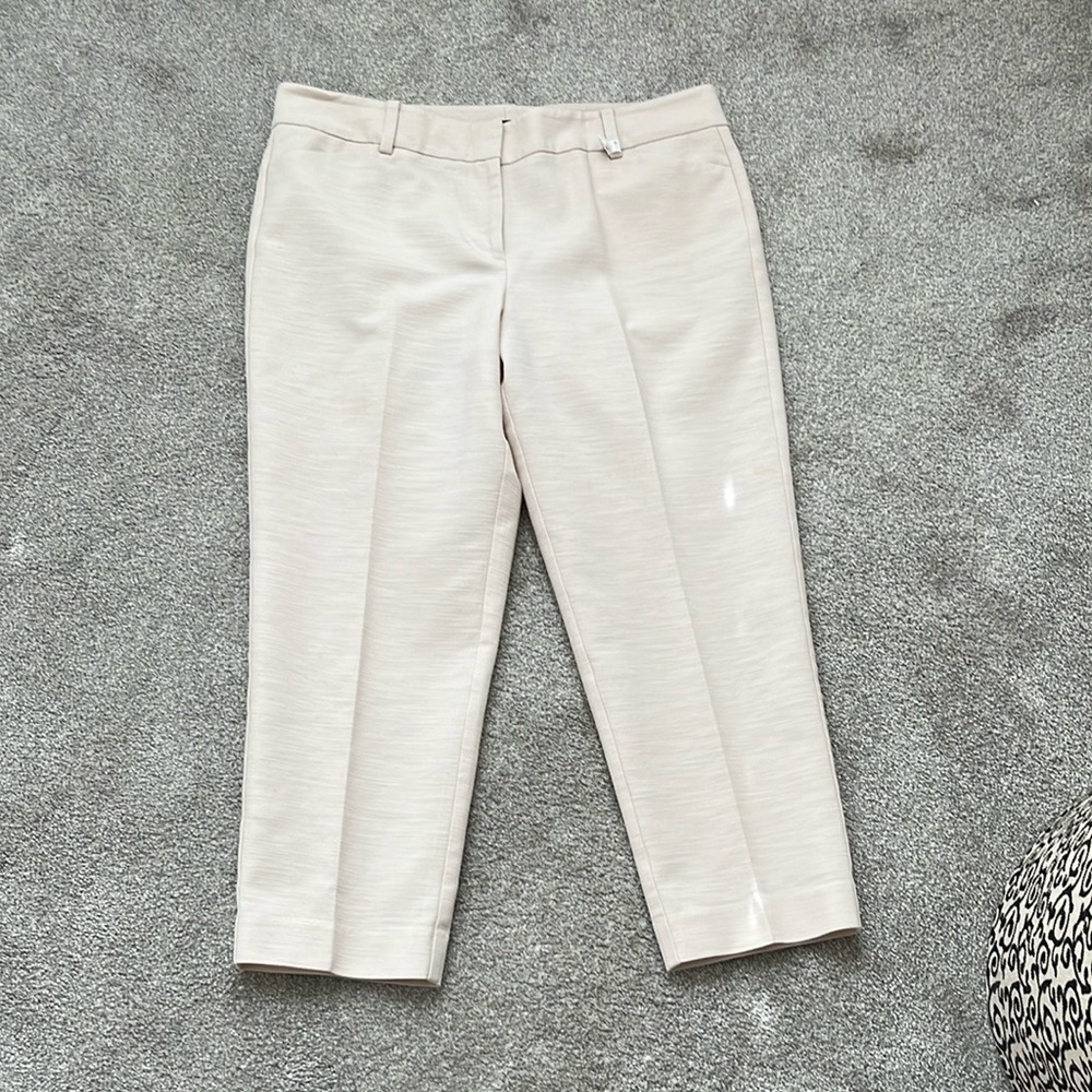 Ann Taylor Cropped Dress Pants in Light Beige